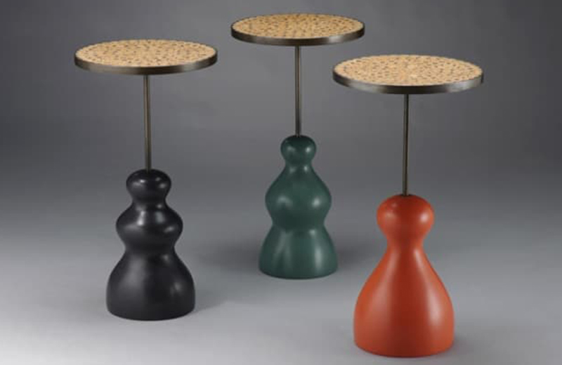 Cork Top Tables - wood, steel, wine corks, paint.