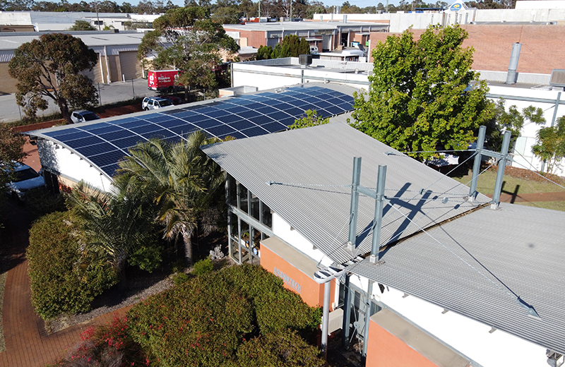 Solar panels at our Perth office