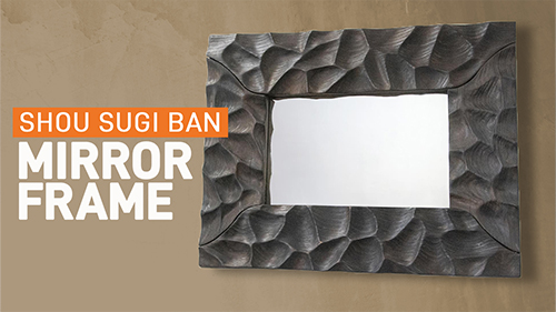 Shou Sugi Ban Carved Mirror Frame