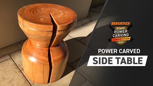 Power Carved Wood Side Table