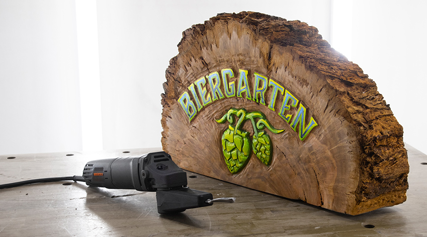 Power Carved Biergarten Sign